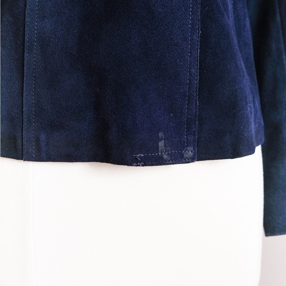 Vintage 1970’s Blue Suede Leather Jacket • S - Picture 8 of 10
